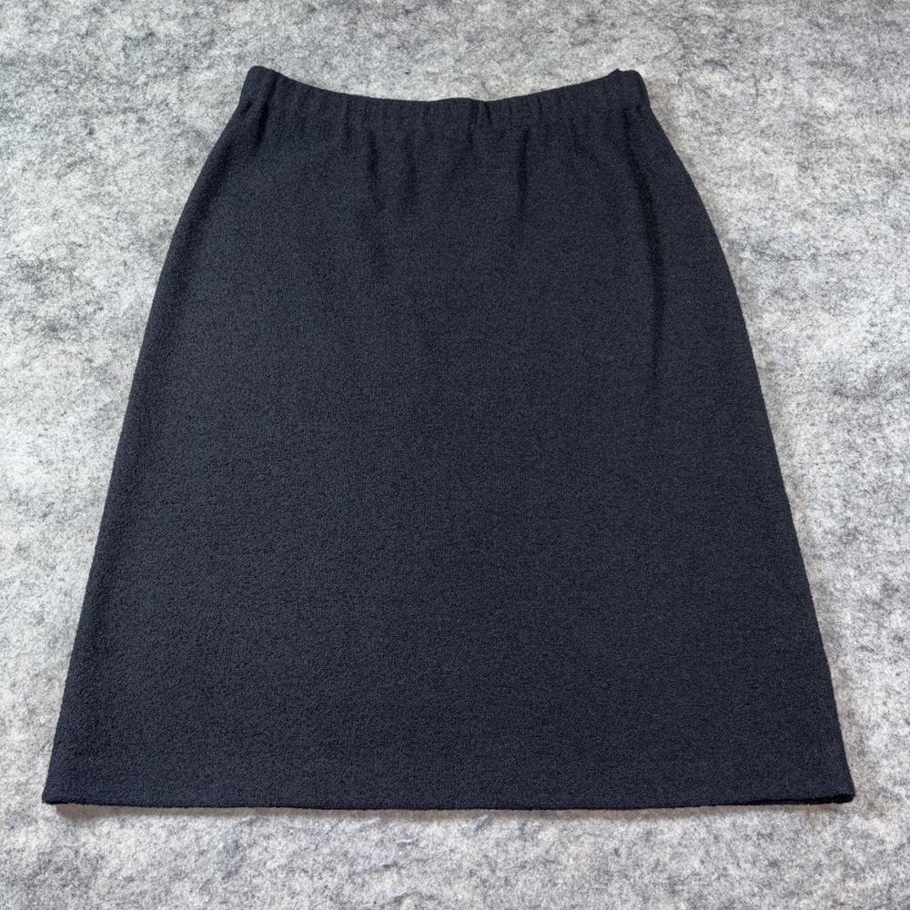 St. John Pull On Knit Skirt Women's 6 Black Midi‎ Stretchy Classic Cocktail